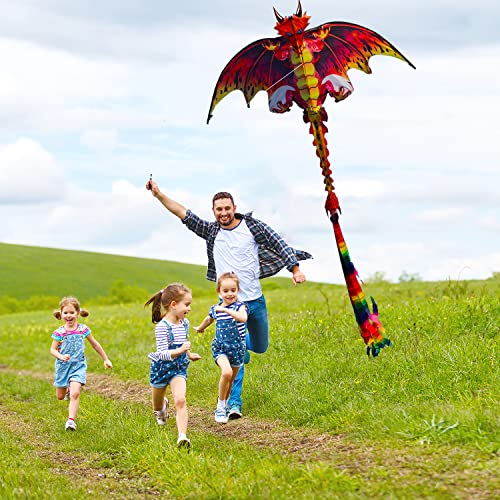 Laptony Dragón Cometa para Niños & Adultos Cometa Preciosa para Juegos y Actividades al Aire Libre Fácil de Volar y Montar Cometa para Deportes al Aire Libre de Verano en Parque de la Playa