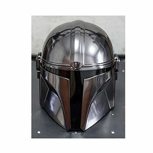 LARP - Casco mandaloriano de acero con forro y correa de barbilla Star Wars casco réplica