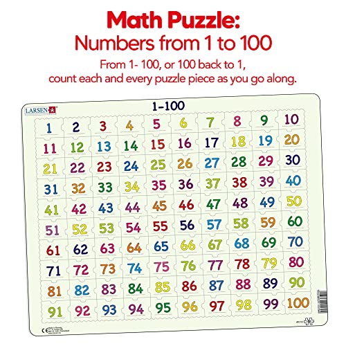 Larsen AR10 Aprende a Contar: Números del 1 al 100, Puzzle de Marco con 100 Piezas