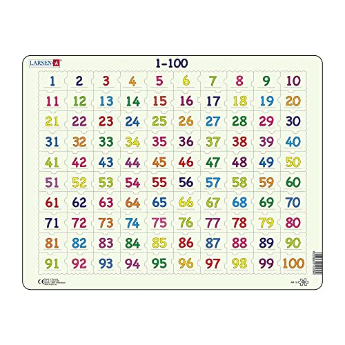Larsen AR10 Aprende a Contar: Números del 1 al 100, Puzzle de Marco con 100 Piezas