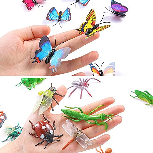 LATERN 45Pcs Figuras de Insectos Plásticos Kits, 35Piezas de Insectos Surtidos de Insectos Realistas Figuras de Juguete para la Educación Infantil, Favores de Fiesta con Temas de Insectos