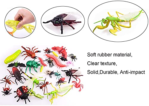 LATERN 45Pcs Figuras de Insectos Plásticos Kits, 35Piezas de Insectos Surtidos de Insectos Realistas Figuras de Juguete para la Educación Infantil, Favores de Fiesta con Temas de Insectos