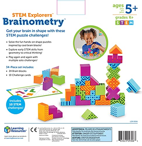 Learning Resources- Brainometry Explorers, razonamiento crítico y aptitudes, puzle de 3 Dimensiones para niños, 10 Pruebas de Stem, 5+ años, Multicolor (LER9306)