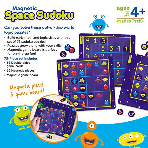 Learning Resources- Sudoku Espacial magnético, Juego de ingenio, 72 fichas, 4+ años, Multicolor (LER9320)