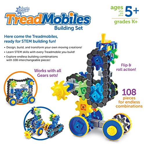 Learning Resources- Vehículos Gears, Stem, Set de construcción, 108 Piezas, 5+ años, Multicolor (LER9240)