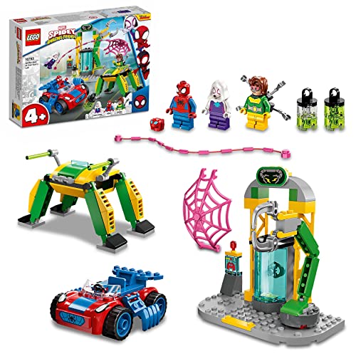 LEGO 10783 Marvel Spidey y Su Superequipo Spider-Man en el Laboratorio de Doc Ock, Set con Coche de Juguete para Niños de 4 Años
