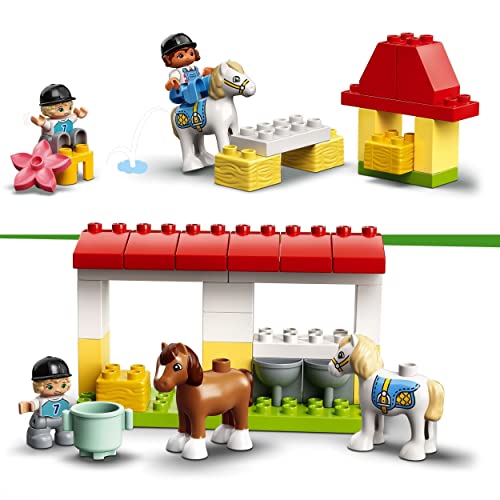 LEGO 10951 Duplo Establo con Ponis, Set de Construcción con Ponis y Caballos de Juguete, Idea de Regalo para Preescolares y Niños Mayores de 2 Años