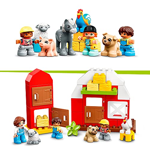 LEGO 10952 Duplo Granero, Tractor y Animales de la Granja, Juguete para Niños a Partir de 2 Años, Figuras de Animales: Caballo, Cerdo y Vaca