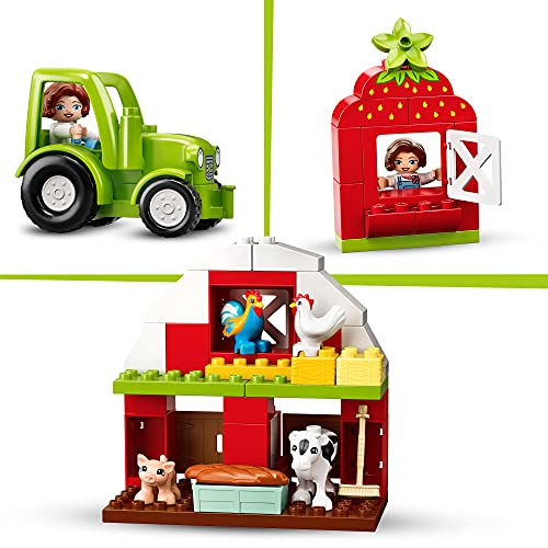 LEGO 10952 Duplo Granero, Tractor y Animales de la Granja, Juguete para Niños a Partir de 2 Años, Figuras de Animales: Caballo, Cerdo y Vaca