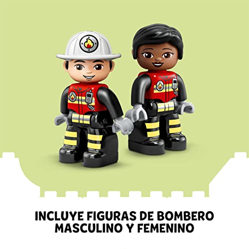 LEGO 10970 Duplo Parque de Bomberos y Helicóptero, Set de Construcción para Niños Bebés a Partir de 2 Años, Estación con Camión de Juguete