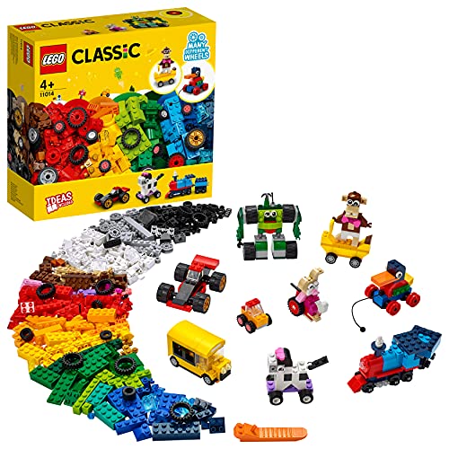 LEGO 11014 Classic Ladrillos y Ruedas Juego de construcción para Niños de +4 años con Coche, Tren, Autobús, Robot y más