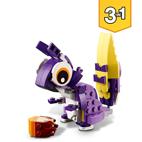 LEGO 31125 Creator Criaturas Fantásticas del Bosque, Juego de Construcción 3 en 1: Conejo, Ardilla y Búho, Set de Animales de Juguete para Niños