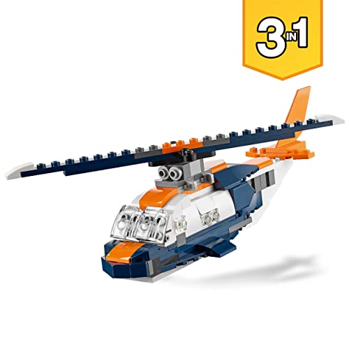 LEGO 31126 Creator Reactor Supersónico, Juego de Construcción Creativo 3 en 1: Avión, Helicóptero y Lancha de Juguete, Set de Vehículos para Niños