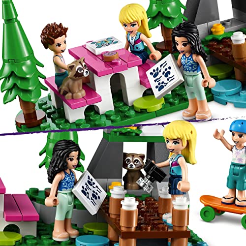 LEGO 41681 Friends Bosque: Autocaravana y Barco de Vela, Juguete de Construcción con Mini Muñecas y Figura de Mapache