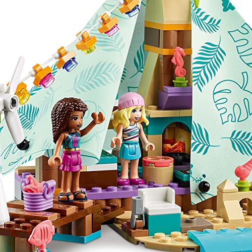 LEGO 41700 Friends Glamping En La Playa, Set de Camping y Aventura para Niños y Niñas de 6 Años, Mini Muñecas y Accesorios, Regalos para Pascua