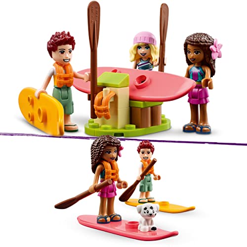 LEGO 41700 Friends Glamping En La Playa, Set de Camping y Aventura para Niños y Niñas de 6 Años, Mini Muñecas y Accesorios, Regalos para Pascua