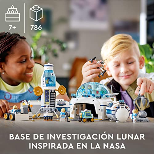 LEGO 60350 City Base de Investigación Lunar, Set de Juguetes Espaciales NASA con Vehículo Buggy, Juego de Construcción para Niños de 7 Años