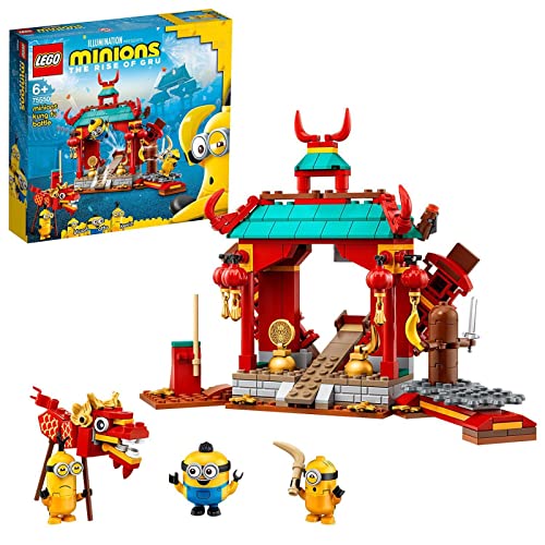 LEGO 75550 Minions El Origen de GRU, Duelo de Kung-fu de los Minions, Templo de Juguete para Construir con Mini Figuras