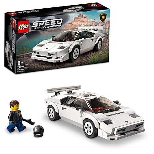 LEGO 76908 Speed Champion Lamborghini Countach, Réplica de Coche de Carreras, Deportivo de Juguete para Niños a Partir de 8 Años, Colección 2022
