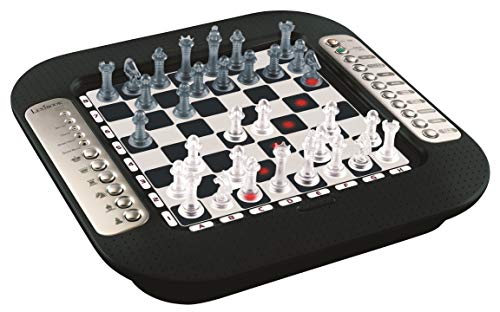 LEXIBOOK- Chessman FX, ajedrez electrónico con Teclado sensitivo y Efectos de luz y Sonido, 32 Piezas, 64 Niveles de dificultad, Juego de Mesa Familiar, Negro/Argento