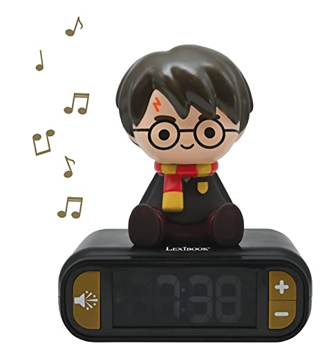LEXIBOOK Despertador Harry Potter con Pantalla LCD Digital y luz de Noche integrada, Color Negro