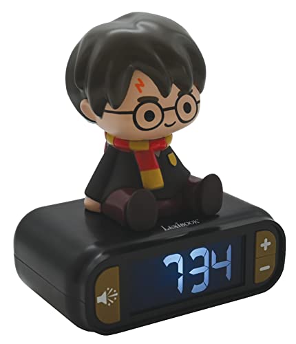 LEXIBOOK Despertador Harry Potter con Pantalla LCD Digital y luz de Noche integrada, Color Negro