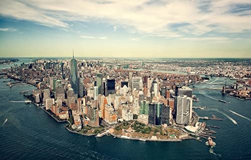 LHJOYSP niña Puzzle 1000 Piezas Ciudad mar Costa bahía de Nueva York Manhattan metrópolis EE. 75x50cm