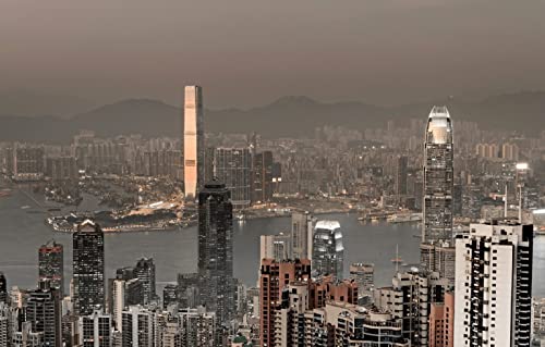 LHJOYSP Puzzles de Madera Adultos Puzzle 1000 Piezas Ciudad Mar Hong Kong Rascacielos Puerto China Metropolis 75x50cm