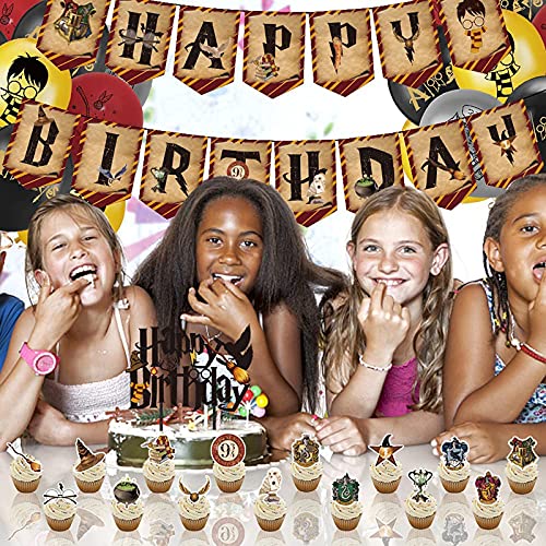 Liekadijiae 39 Piezas Decoracion de Fiesta Mago, Mago Decoraciones de Cumpleaños, Happy Birthday Cake Topper, Suministros de Fiesta de Cumpleaños de Mago, Globo Mágico Fiesta Temática