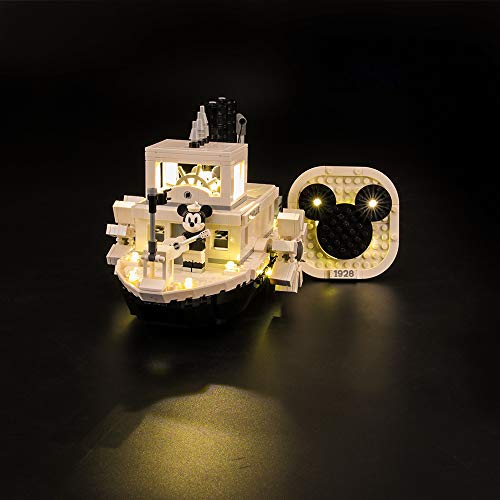 LIGHTAILING Conjunto de Luces (Mickey Mouse Steamboat Willie) Modelo de Construcción de Bloques - Kit de luz LED Compatible con Lego 21317 (NO Incluido en el Modelo)