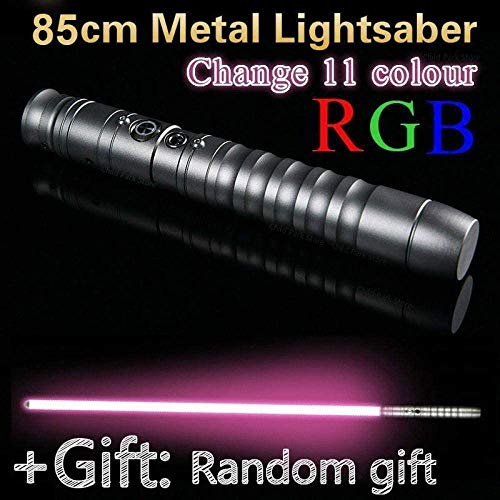Lightsaber Star Wars, Duel Light Saber RGB Sable variable de color, con 3 ajustes de efectos de sonido, mango de metal negro, para juguetes luminosos de juego de rol