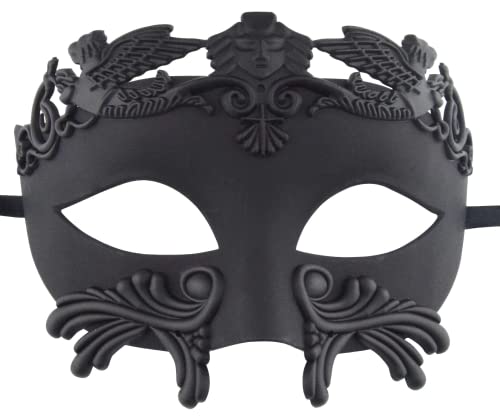 Lilwemen Guerrero espartano griego antiguo Máscara de mascarada romana Hombres Máscara veneciana Máscara de baile de boda Máscara de carnaval Máscara de baile de boda Fiesta de baile burlesco (Negro)
