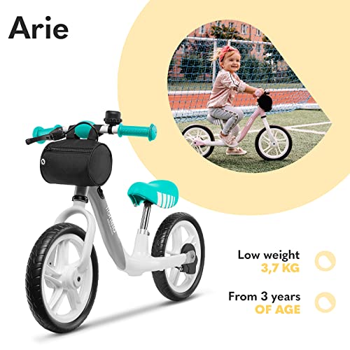 LIONELO Arie Bicicleta de equilibrio Para niños de hasta 30 kg Ruedas de 12 pulgadas Freno de mano Manillar y sillín ajustables y cómodos Cinturón para transporte