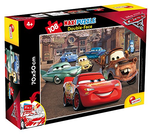 Lisciani Puzzle Maxi Floor para niños de 108 piezas 2 en 1, Doble Cara con reverso para colorear - Disney Cars 3 63963