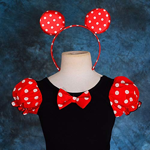Lito Angels Disfraz de Minnie Mouse con aro de pelo con orejas de ratón para bebé niña Vestido de falda de tutu de danza de lunares rojos Talla 12 a 24 meses