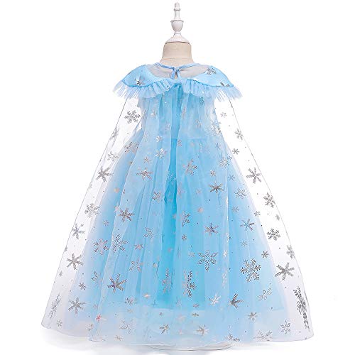 Lito Angels Vestido Princesa Elsa la Reina de Nieves con Capa, Disfraz Reino del Hielo para Niñas Talla 4-5 años, C