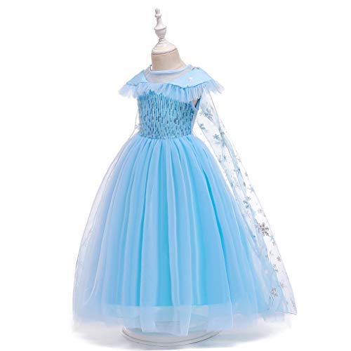 Lito Angels Vestido Princesa Elsa la Reina de Nieves con Capa, Disfraz Reino del Hielo para Niñas Talla 4-5 años, C
