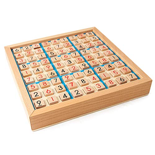 Lixada Juego de Rompecabezas de Madera Sudoku Juego de Sudoku de Madera con Cajón Math Brain Teaser Juguetes de Escritorio