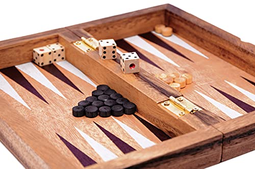 Logica Juegos Art. Backgammon M - Juego de Mesa de Madera - Versión Plegable Portátil