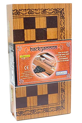 Logica Juegos Art. Backgammon M - Juego de Mesa de Madera - Versión Plegable Portátil