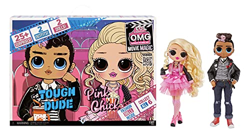 LOL Surprise OMG Movie Magic Paquete de 2 - Tough Dude y Pink Chick - Muñecas de Moda con 25 sorpresas y 2 Set de Juegos - Serie 1 - con Ropa, Accesorios y más - Coleccionable - Edad: 4+ años