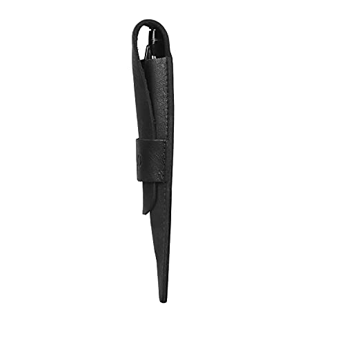 LONDO Estuche para bolígrafo de piel auténtica con dos compartimentos y funda (Negro)