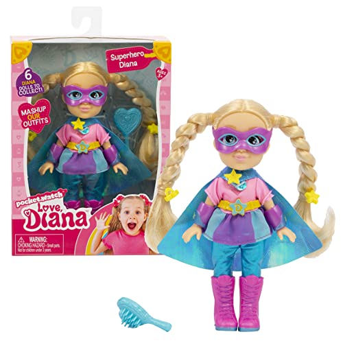 LOVE DIANA - Mini Muñeca de 15 cm, 5 personajes diferentes coleccionables, princesa, super heroína, bailarina, cumpleaños y doctora, modelos surtidos, para niñas mayores de 4 años - 1 unidad