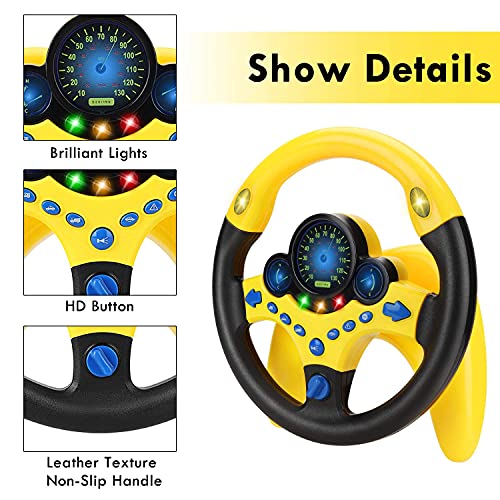 LQKYWNA Juguete del Volante, Simulador De Conducción para Niños Juguete del Coche Copiloto para Niños Rompecabezas del Volante Regalo Educativo Temprano (Yellow)