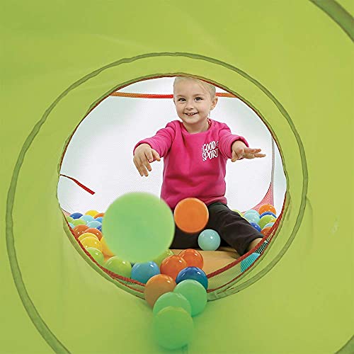 LUDI Parque Infantil Túnel + Piscina de Bolas + Cubo | Estructura de Juego emergente | para Uso Interior y Exterior | Fijaciones de Piso 30 Bolas Incluidas | A Partir de 2 años