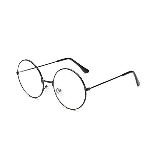 Luoem - Gafas de sol unisex, diseño retro, redondas, transparentes, ultra ligeras, para Santa Claus y Harry Potter Cosplay, color negro
