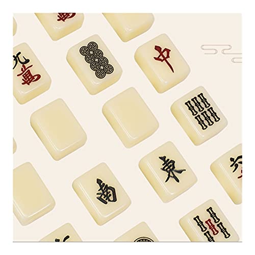 LYLY Japonés Mah Jongg Conjunto con Caja de Madera, 144 Azulejos Portables Mahjong Games Gratis para Party Party Tiempo de Placer
