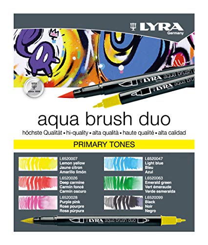 Lyra - Aqua Brush Duo Tonos primarios, Rotuladores, Paquete de 6