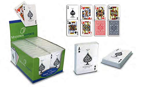 Maestros Naiperos- baraja Poker, clásico, 55, Cartas, encefalonada, Calidad Casino Popular, Color Azul y Rojo (130003094)