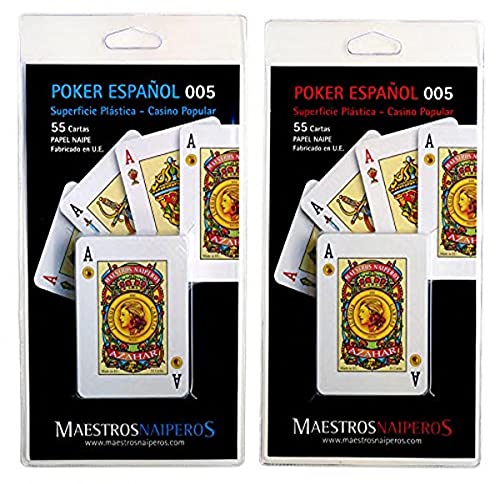 Maestros Naiperos- baraja Poker, español, 50, Cartas, Blister, Calidad Casino Popular, Color Azul o Rojo (130003045). Envío Aleatorio.